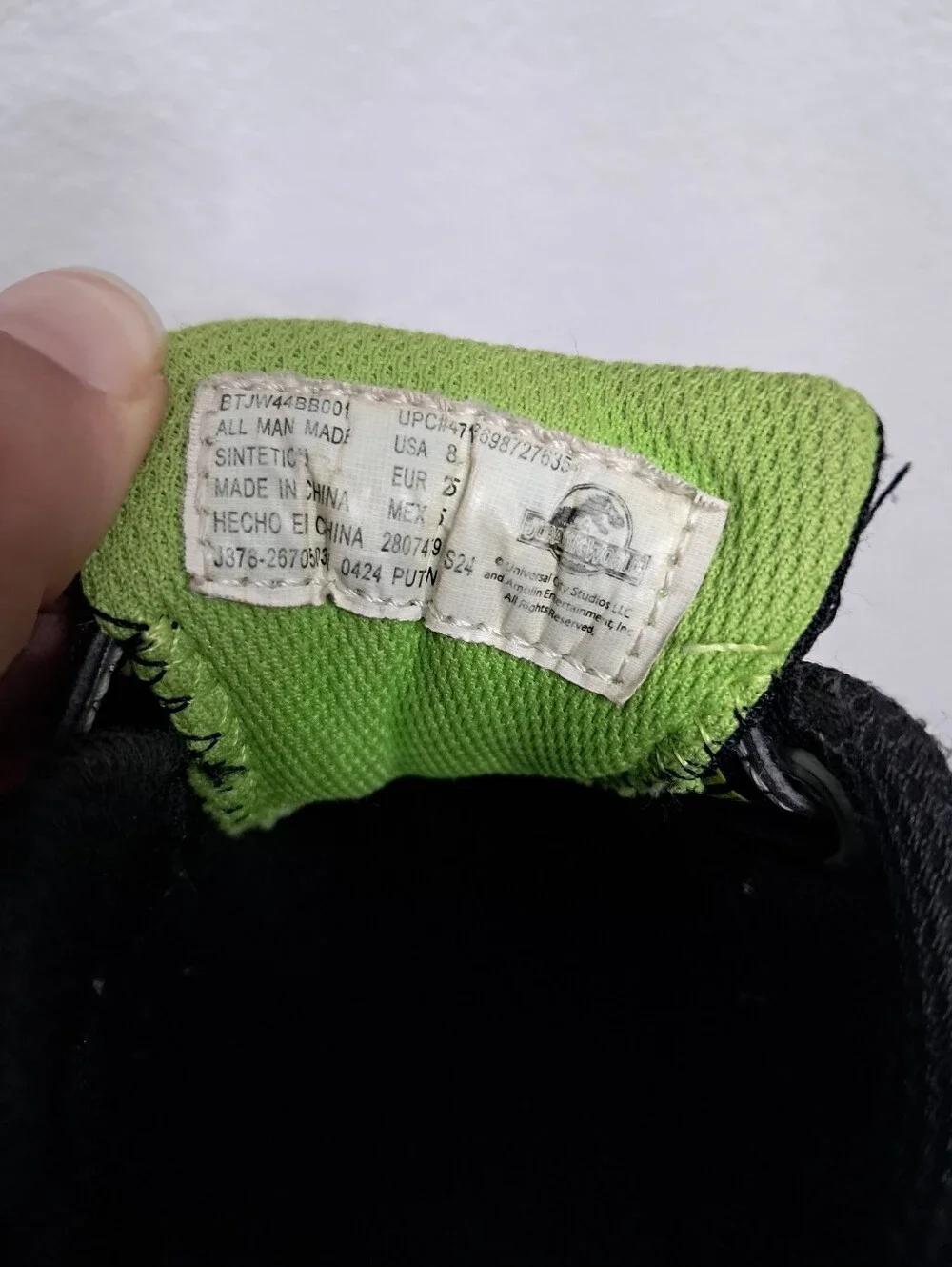 Universal Kids Black and Lime Jurassic World Sneakers